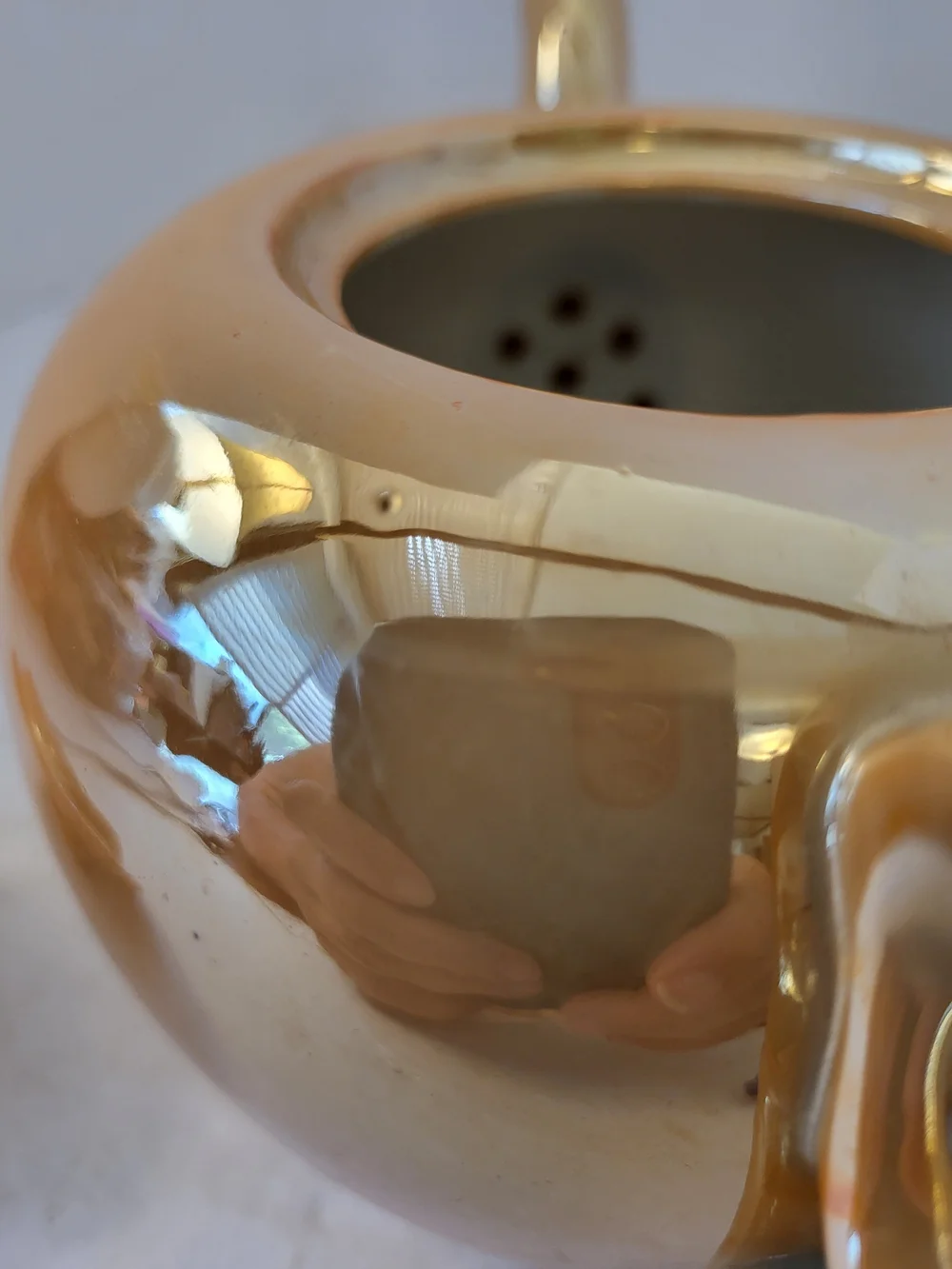 1930s Japanese Peach Lusterware Teapot 5